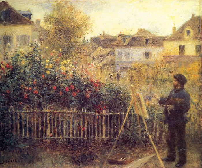 Monet painting in his Garten in Argenteuil, Pierre Auguste Renoir